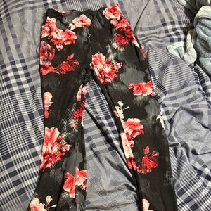 Floral Black and Red Pants